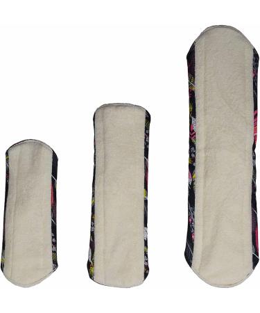 Reusable Bamboo Cloth Menstrual Pads - 12 Piece Set, Sizes 8, 10, 14 - Unscented - Cn Rose - Buy Online on GoSupps.com