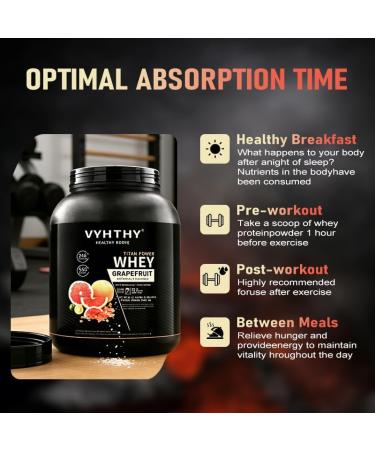 VYHTHY Grapefruit Flavored Whey Protein Powder 24g Protein per Serving Fast-Absorbing Concentrated whey Protein Low Sugar Gluten-Free Natural Flavor 3.5lbs(56oz) - Buy Online on GoSupps.com