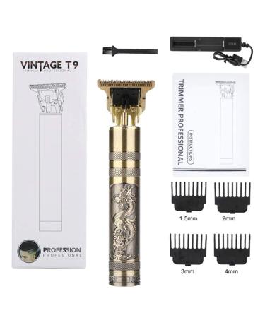 Hair Clippers Grooming Rechargeable Cordless Close Cutting T-Blade Trimmer for Men 0mm Baldheaded Hair Clippers Zero Gapped Detail Beard Shaver Barbershop Waterproof (Dragon) w/Box