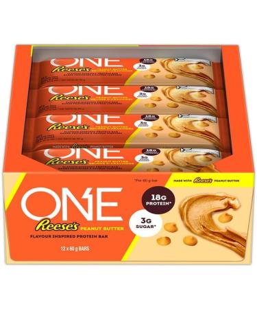 ONE Protein Bars Reese's Peanut Butter Gluten Free Protein Bars with 18g Protein and 3g Sugar Snacking for High Protein Diets 60g (12 Count) - Buy Online on GoSupps.com