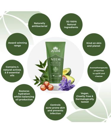 Ayumi Neem & Tea Tree Face Cream. Vegan Cruelty-Free Dermatologically-Tested 1 x 100ml - Buy Online on GoSupps.com