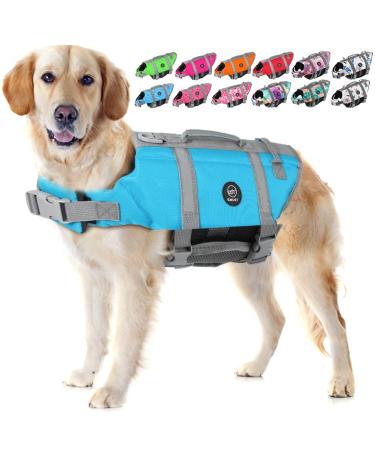 Emust dog chest reflective & adjustable protective vest with improved buoyancy and rescue handle for swimming 2xL new Solid Blue XXL NEW SOLID Blue