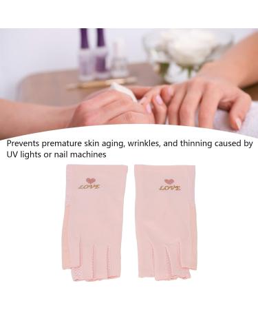 Anti UV Gloves for Gel Nail Lamp Manicure Gloves UV Protection Stretchy Breathable Fingerless Fiber Cotton Nail Lamp Gloves for Home Salon(Pink) - Buy Online on GoSupps.com