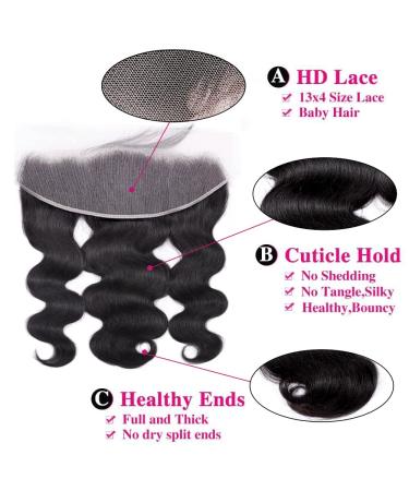Cecycocy 14 Inch Body Wave HD Lace Frontal Closure - 150% Density Brazilian Virgin Hair - Buy Online on GoSupps.com
