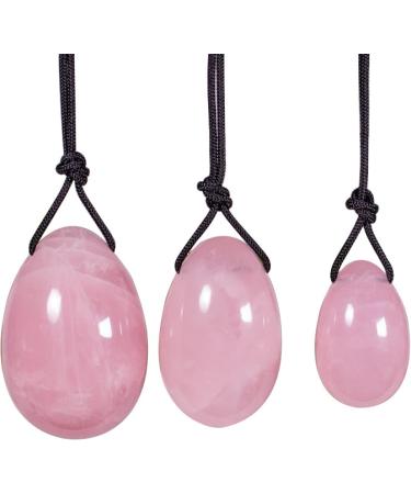 Shop Rose Quartz & Aventurine Yoni Eggs Natural Crystal Kegel Exercisers in S M L Sizes | Tighter Healthier Intimacy - Buy Online on GoSupps.com