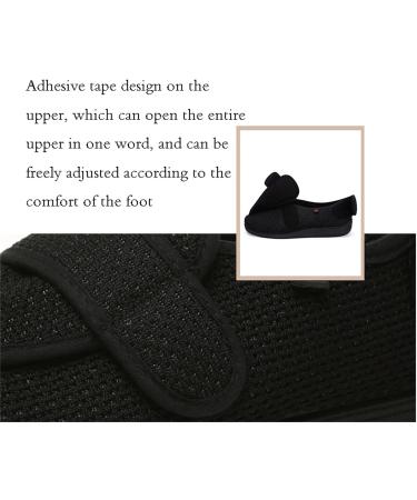NVBHOF Men's Adjustable Closure Swollen Feet Slippers - Black - Wide Shoes for Elderly Men with Arthritis, Edema & Diabetes - Buy Online on GoSupps.com