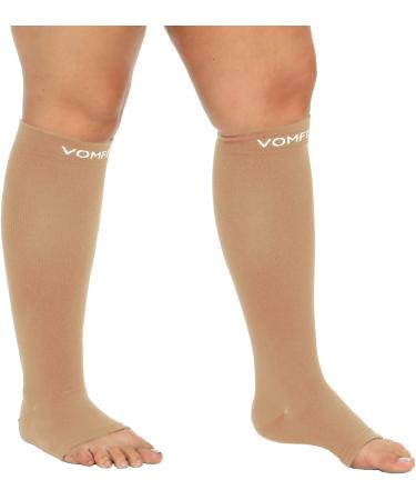 VOMFIT Plus Size Compression Socks 20-30mmHg Wide Calf Toeless Support Nude 3XL - Men & Women (1 Pair) - Buy Online on GoSupps.com