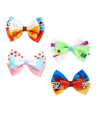 4 Inch Little Girls Hair Bow Clips 4Pcs Cartoon Toy Dress Up Hair Accessories Birthday Party Decorations Gift 4pc Hair Bows