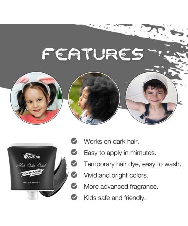 Temporary Hair Dye - Black Hair Chalk for Kids - Wash Out Hair Color - Great for Birthday, Christmas, Halloween - 60g (1 Pack) - Buy Online on GoSupps.com