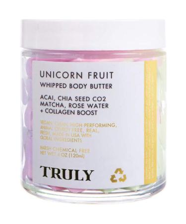 Truly Unicorn Fruit Whipped Body Butter 4 Oz Infused with Matcha Acaii Chia Rose And Collagen Moisturizing Body Cream Brings A Youthful Appearance To The Skin Vegan And Cruelty Free