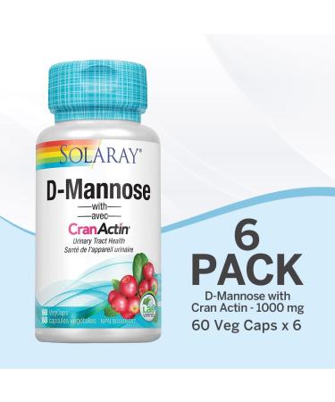 Solaray D-Mannose with CranActin Cranberry Extract 1000mg | For Normal Healthy Urinary Tract Support | Non-GMO & Vegan | 60 VegCaps (Pack of 6) 60 count (Pack of 1) - Buy Online on GoSupps.com