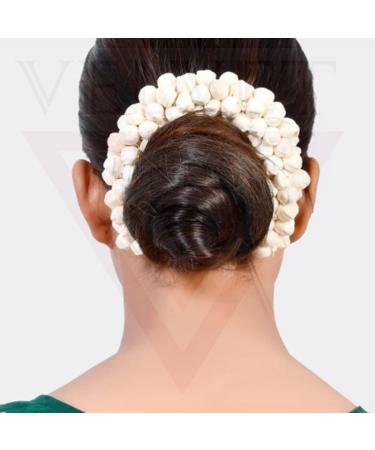 Velvet London - Jasmine Flower Hair Gajra Artificial Juda Bun Maker Bun Holder Handmade Veni Juda Bun Wrap Hair Styling Accessories For Women and Girls (White Pack Of 1) - Buy Online on GoSupps.com