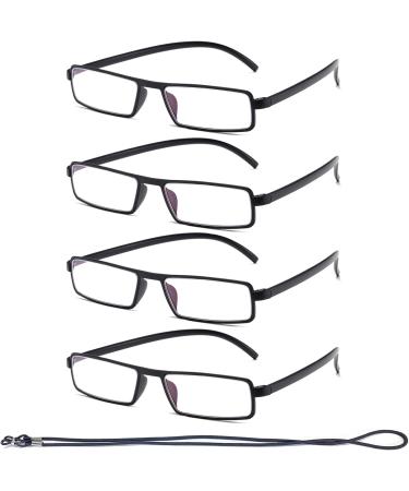 Hubeye 4 Pack Reading Glasses for Men & Women - TR90 Anti-Blue Light Rectangular Glasses Comfortable 2.0 Diopter Reading Aid - High Quality Black - Buy Online on GoSupps.com