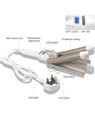 WHARF BEAUTY 3 Barrel Hair Waver - 25mm Wide Ceramic Crimpers for Long Lasting Waves - Buy Online on GoSupps.com