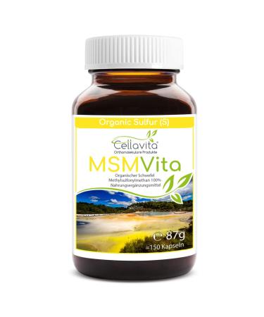 Cellavita MSM - organic sulfur |pharmaceutical quality sulfur pure 99.9% pure |MSM powder (methylsulfonylmethane) (150 capsules) 150 pieces (1 Pack)