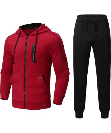 Hanxiulin Men's Training Suits - Premium Cotton Sportswear for Autumn & Winter Jogging - Red 3XL - Buy Online on GoSupps.com