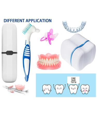 Denture Bath Case with Cleaner Brush and Cup - Blue | Travel-Friendly Retainer Holder and Container - Buy Online on GoSupps.com