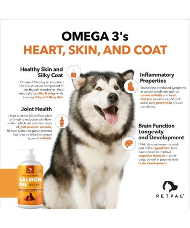 PetPal - Better Than Fish Oil - Pure Wild Alaskan Salmon Oil for Dogs & Cats - All Natural Supports Joint Function Pet Immune & Heart Health Healthy Skin & Coat - Omega 3 Super Food (8oz (240mL)) - Buy Online on GoSupps.com