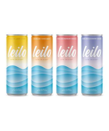 Leilo Calm in a Can | Sparkling Relaxation Drink with Kava | All Natural & Gluten Free | Sunset Variety, 12 ounce, Pack of 12 12 Pack Variety