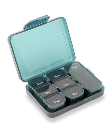 Travel Large Weekly Pill Administrator and Planner 7-Day Pill Box Design and Large compartments Vitamins cod Liver Oil Supplements and medications (Blue)