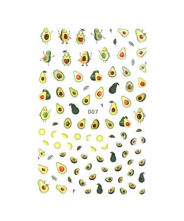 DIY Decoration Green Color Anime Cartoon Avocado 3D Design Nail Stickers Sliders Decals(007)