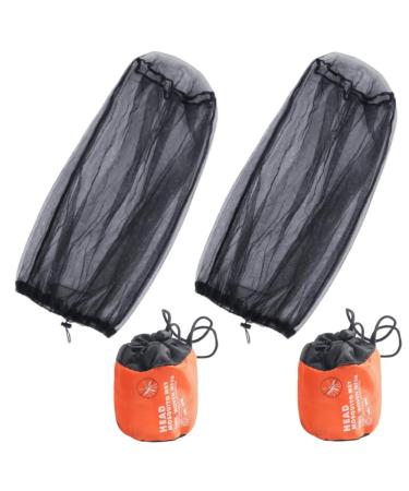 2PCS Midge Head Net with Storage Bag Face Net Mesh Nylon Mosquito Head Net for Outdoor Hiking Camping Climbing Fishing and Walking
