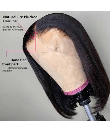 Brazilian Straight Bob Wig Human Hair 12 Inch | Middle Part Short Bob Lace Frontal Wig for Black Women - Natural Color - Pack of 1 - Buy Online on GoSupps.com