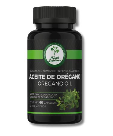 HIGH SUPREME Oregano Oil Capsules 60 Capsules (500 mg Each) Essential Oil of Oregano Antioxidant & Immune Support Natural Plant-Based Supplement Non-GMO