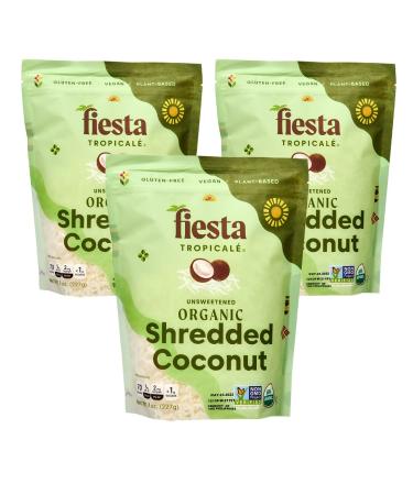 Organic Coconut Flakes Unsweetened in 8 Ounce Bag (Pack of 3) by Fiesta Tropicale