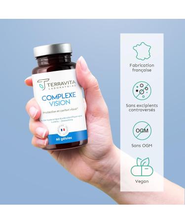 ComplexVision | Dry and Tired Eyes Food Supplement | Patented Hyaluronic Acid Lutein Zeaxanthin Blueberry Vitamins and Zinc Bisglycinate | 60 Capsules | Made in France Terravita - Buy Online on GoSupps.com