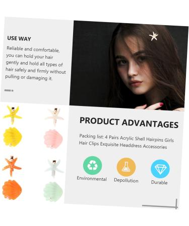 MAGICLULU 4 Pairs Starfish Shell Hair Clip Hairpin Headdress Party Hairpin Acrylic Hairpin Hair Clip Headwear Shell Hairpin Hairpin Shell Barrette Hairpin Accessories - Buy Online on GoSupps.com