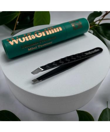 Wolf & Griffin Ultimate Precision Mini Tweezers - Stainless Steel Slanted Eyebrow Tweezers Black | Perfect for Flawless Grooming - Buy Online on GoSupps.com