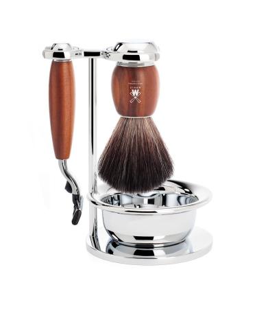 M HLE shaving set with bowl - Vivo series - Black Fibre - compatible with Gillette blades - plum wood