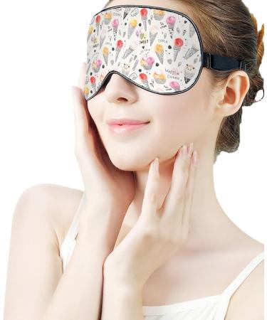 Watercolor Ice Cream Waffle Cone Sleep Mask for Women | Adjustable Eye Shades with Elastic Strap - Buy Online on GoSupps.com