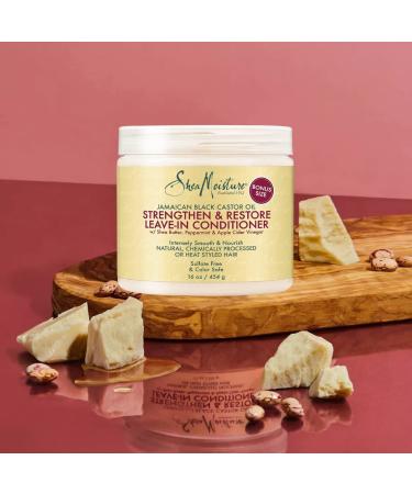 Shea Moisture Jamaican Black Castor Oil Leave-In Conditioner for Hair Growth & Strength - 16oz Peppermint - Curly Hair Care with Vitamin E - Color Safe - Buy Online on GoSupps.com