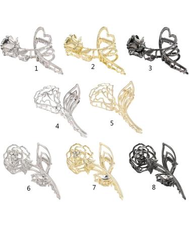 hgnxa Metallic Feeling Rose Shape Hair Claw for Woman Girls Hair Clip for Long Hair slip Hair Clip Delicate Hair Clip Rhinestone gold - Buy Online on GoSupps.com