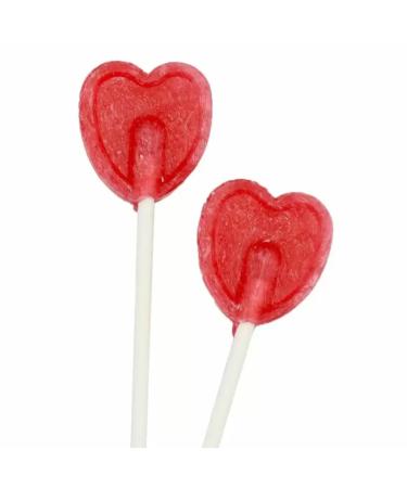 Cherry Heart Shape Lollipops/Lolly PACK OF 50 .Ideal for Party Favours Weddings Birthdays baby shower Anniversary and Valentines decorations.
