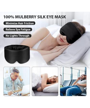 Hilph Satin Sleep Eye Mask - Soft Pressureless Blindfold for Sleeping, Adjustable Band - Perfect for Home, Travel, Yoga - Men and Women - Black - Buy Online on GoSupps.com