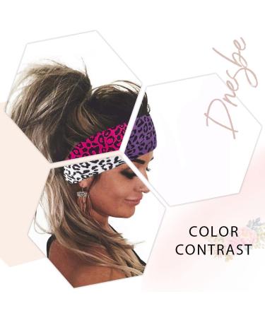 DRESBE Boho Yoga Headbands - Leopard Print Hair Bands for Women and Girls (Pack of 4) - Buy Online on GoSupps.com