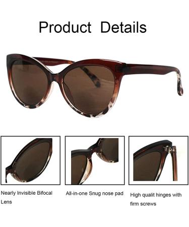 Hyyiyun Bifocal Reading Sunglasses for Women Cateye Designer Fashion UV Protection 2 Pairs - 1 Brown Tortoise + 1 Black&Yellow 3.0x - Buy Online on GoSupps.com