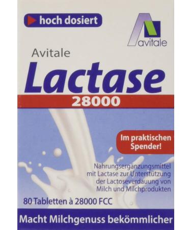 Avitale Lactase 28 000 FCC 80 tablets in dispenser