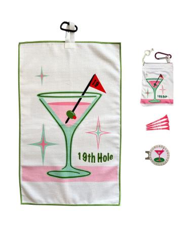 Giggle Golf Par 3 Kit Includes a Golf Towel Waffle Material, Tee Bag with 4 Tees, and Bling Golf Ball Marker with Hat Clip - Golf Accessories - Perfect Golf Gift for Women (19th Hole) - Buy Online on GoSupps.com
