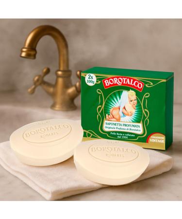 G n rique Borotalco Vintage Solid Soap Retro Italian Baby Soap with Talc Scent for Soft Skin 2x100g