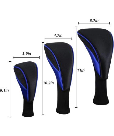 Scott Edward Golf Club Head Covers Set - 3Pcs Long Neck Mesh Headcovers for Fairway Woods, Driver, Hybrids - Blue - Interchangeable No. Tags Included - Buy Online on GoSupps.com