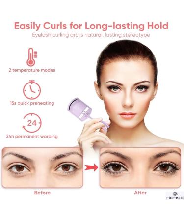 HEASE Heated Rechargeable Eyelash Curlers - Long-Lasting & Safe Electric Eyelash Curler | Quick Pre-Heat for Beautiful Lashes Worldwide - Buy Online on GoSupps.com