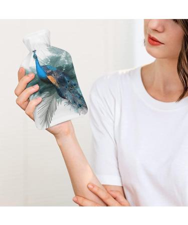 Blue Peacock Hot Water Bottle with Plush Cover - Hand Warmer for Adults & Children | 26.5x15.3cm - Shop Internationally! - Buy Online on GoSupps.com
