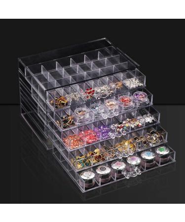 Fake Nail Storage Box 120 Grid DIY Nail Art Decoration Display Storage Box Multi-Layer Transparent Sorting Storage Box for False Nails Earrings Rings Necklaces