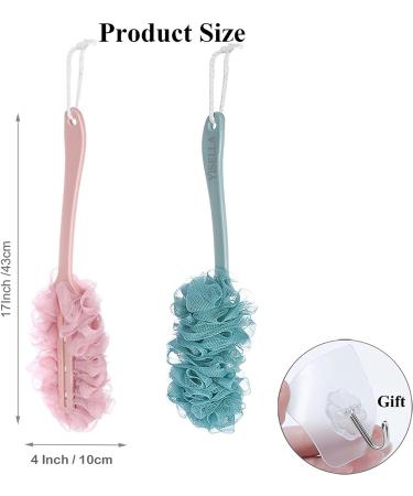 Loofah Back Scrubber for Shower - Long Handle Bath Body Brush Sponge - 2 Pack - Buy Online on GoSupps.com