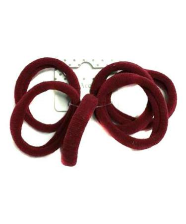 Set of 6 Burgundy Soft Jersey Endless Hair Elastics Bobbles Bands