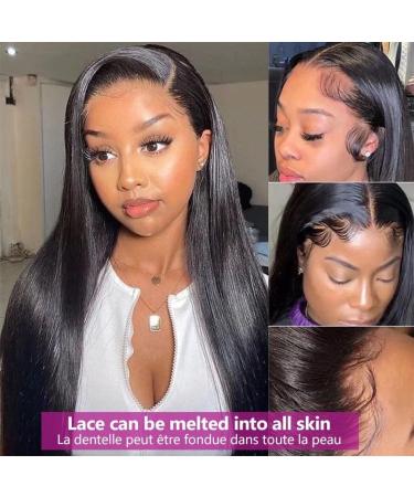 Brazilian Virgin Human Hair 13x6 HD Lace Front Wig 22 inch Straight Natural Color - Pre Plucked with Baby Hair for Black Women - Buy Online on GoSupps.com